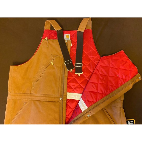 Carhartt Brown 48/32 Duck Bib Overall Double Knee Quilt Lined R38 NEW *Read - Picture 9 of 9